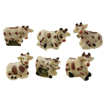 Mini-Kühe aus Polystone 3 cm 6er-Set