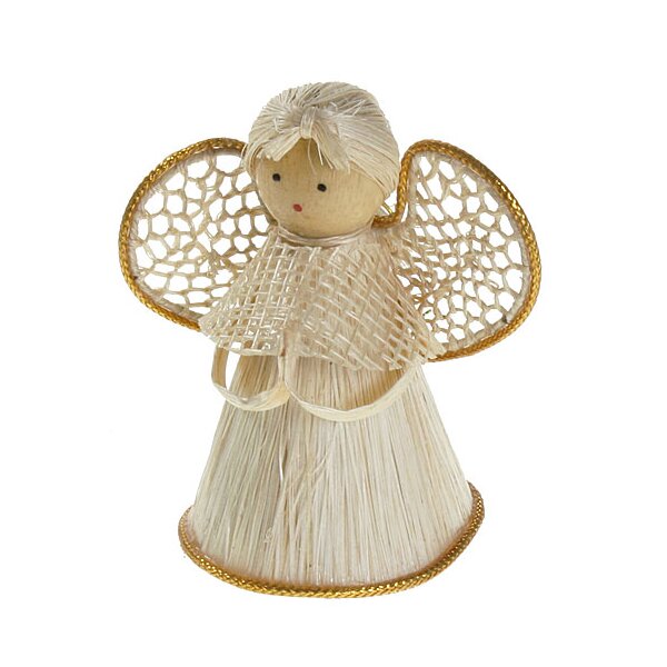 Deko-Engel mit Goldkordel 6-7 cm Sisalengel