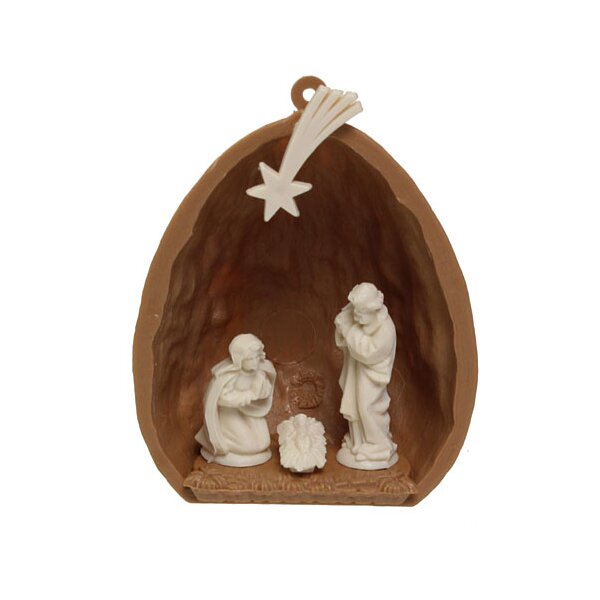 Weihnachtshänger Walnuss mit Krippenfiguren 4 cm Nuss Krippe Minikrippe