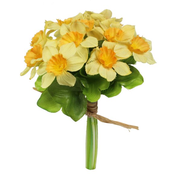 Mini-Narzissenstrauß mit 12 gelben Narzissen-Blüten 18 cm Narzissen-Bund