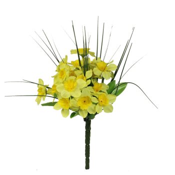 Deko-Narzissen Busch gelb mit Isolepsis-Gras 21 cm