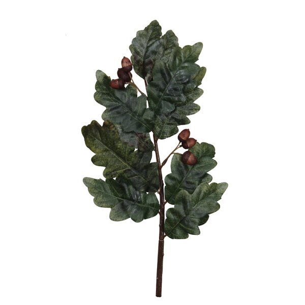 Eichenlaub-Zweig mit 6 Eicheln 43 cm künstliche Herbstzweige Deko Zweige
