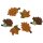 Holzstreuteile Herbstmix Igel und Blätter 3-4 cm 6 Stück