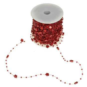 Perlenkette mit Sternchen rot 9 mm Perlenband Perlengirlande