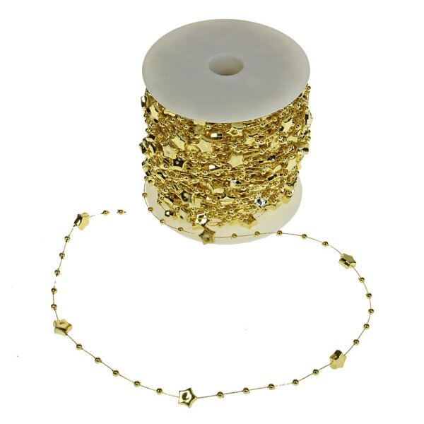 Perlenkette mit Sternchen gold 9 mm Perlenband Perlengirlande