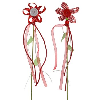 Dekostecker Knopfblüte rot-weiss 36 cm