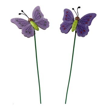 Filz-Schmetterlinge am Stab flieder-lila 24 cm 2er-Set
