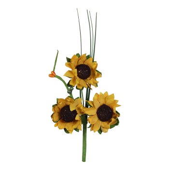 Künstlicher Sonnenblumen-Pick mit 3 Blüten,...