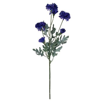 Kornblumen-Zweig dunkelblau 3 Blüten 3 Knospen 56 cm