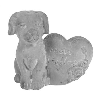 Grabfigur Hund mit Herz „Mein Liebling“  8 x 9 cm