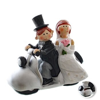 Spardose Brautpaar auf Motorroller 14x12 cm Hochzeitsdeko...
