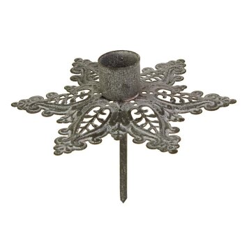 Kerzenhalter Stern zum Stecken antik-grau-weiss für Baumkerzen 8,5 cm