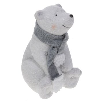 Eisbär mit grauem Schal 17 cm