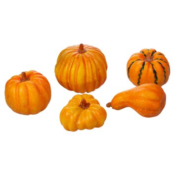 Orangene Dekokürbise in 5 verschieden Modellen sortiert 6 - 13 cm Stückpreis
