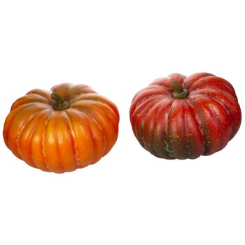 Deko-Kürbis 2fach sortiert in rot-grün und orange 24 cm Stückpreis