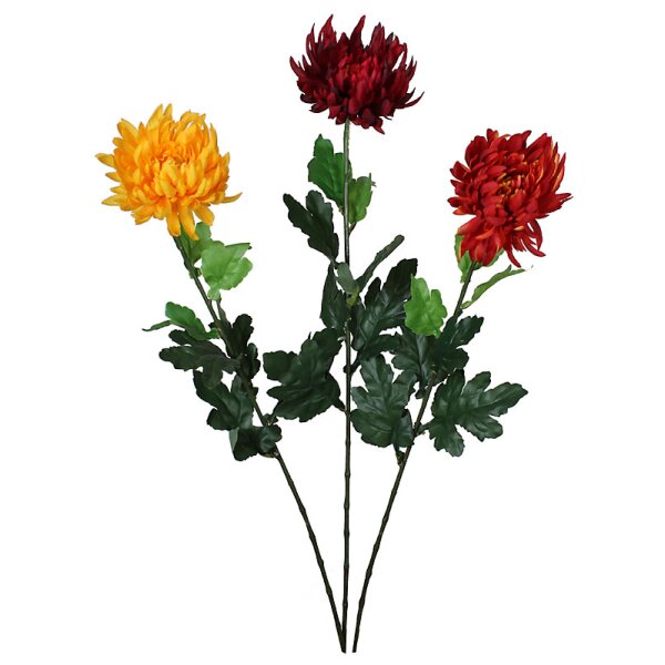 Deko-Chrysanthemen Ton-in-Ton Mix gelb-orange-rot 70 cm 3fach sortiert Stückpreis