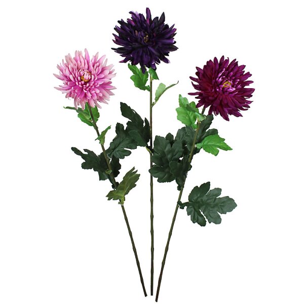Deko-Chrysanthemen Ton-in-Ton Mix lila-violett-pink 70 cm 3fach sortiert Stückpreis