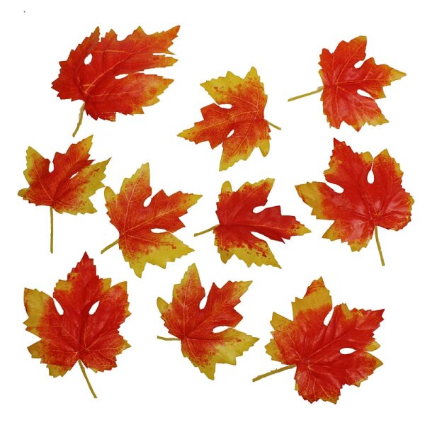 Weinlaub-Blätter zum Basteln rot-gelb 7-8 cm 10 Stück