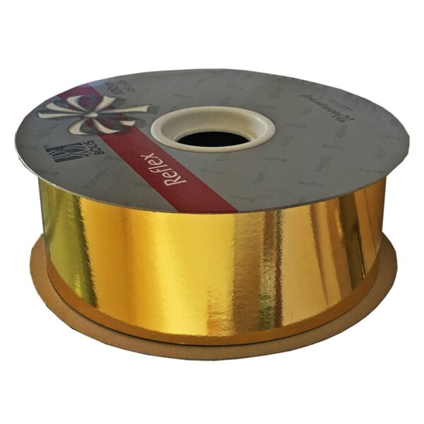 Ringelband Maibaumband 48 mm metallic gold hochglänzend Geschenkband