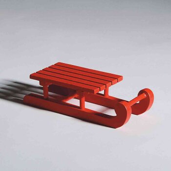 Deko-Schlitten aus Holz rot lackiert 16 cm