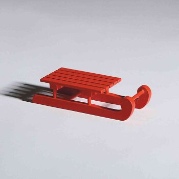 Deko-Schlitten aus Holz rot lackiert 13 cm