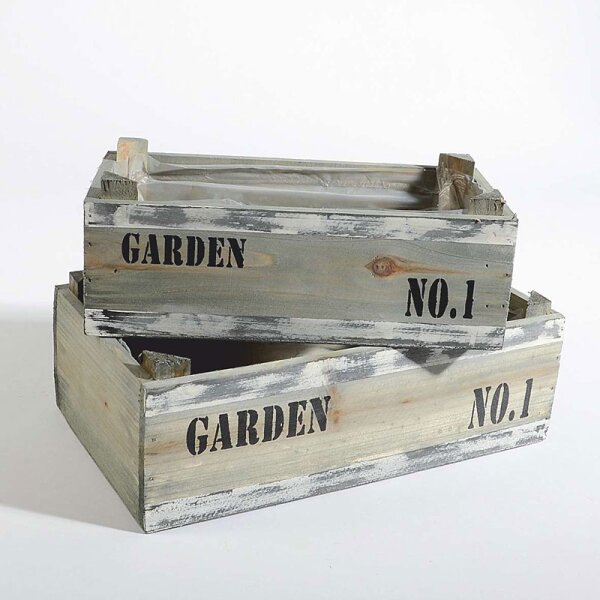 Pflanzkisten aus Holz „Garden“ 2er-Set 24,5 + 29 cm