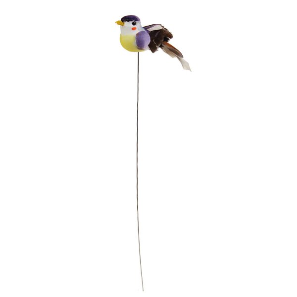 Deko-Vögel zum Basteln flieder am Draht mit Federflügeln 7 cm