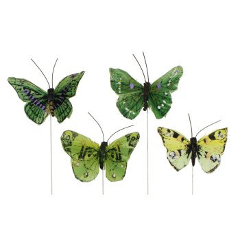 Deko-Schmetterlinge Grün-Mix 6-7 cm 4er-Set