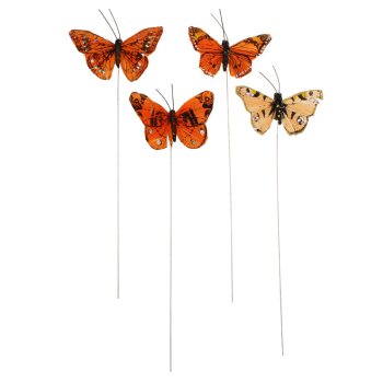 Deko-Schmetterlinge Orange-Mix 6-7 cm 4er-Set