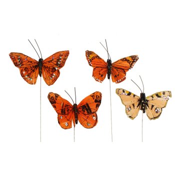 Deko-Schmetterlinge Orange-Mix 6-7 cm 4er-Set