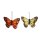 Schmetterlinge am Draht gelb-orange 2er-Set 6-7 cm