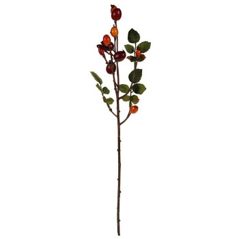Hagebutten-Zweig rot-orange 41 cm künstliche Hagebutten