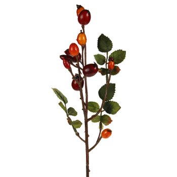 Hagebutten-Zweig rot-orange 41 cm künstliche Hagebutten