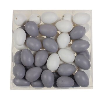 Deko-Vogeleier aus Kunststoff weiss-grau 3 cm Großpackung 48 Stück