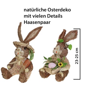 Deko-Osterhasen sitzend mit Möhre und Nest 23-25 cm...