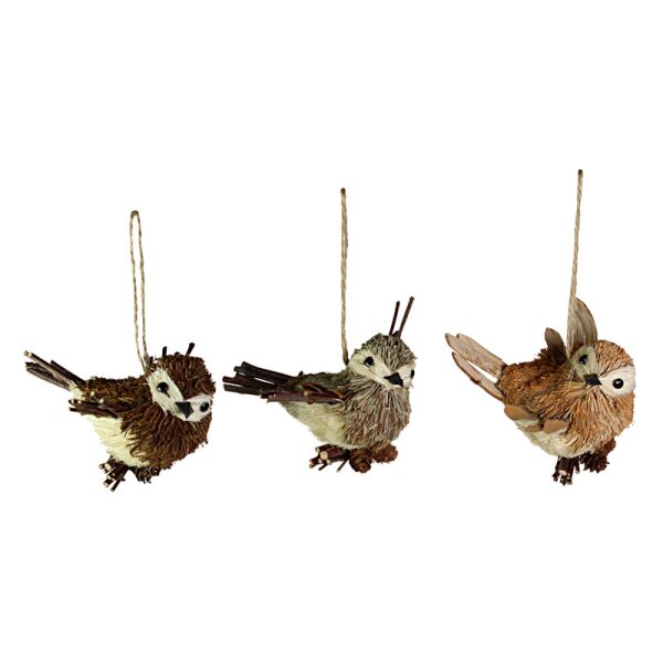Deko-Vögel hängend aus Naturmaterial sortiert 11 cm Stückpreis