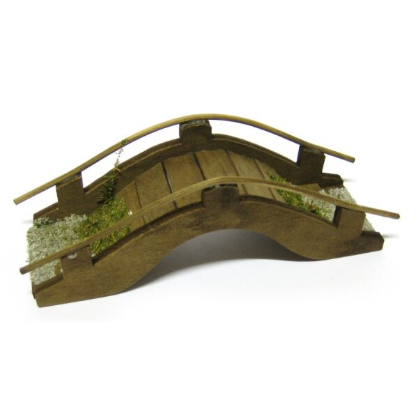 Miniaturbrücke aus Holz mit Moos 17 cm