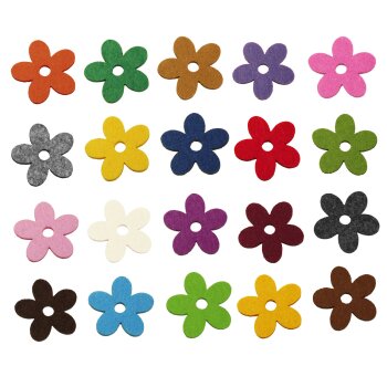 Filzblumen 4,5 cm farbrein lieferbar in über 20 Farben