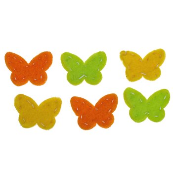 Filz-Schmetterlinge gelb-orange-grün 3,5-4 cm