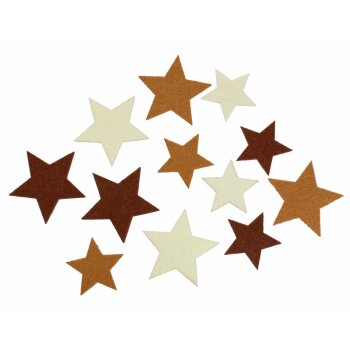Filz-Sterne zum Streuen creme-braun 4-5,5 cm