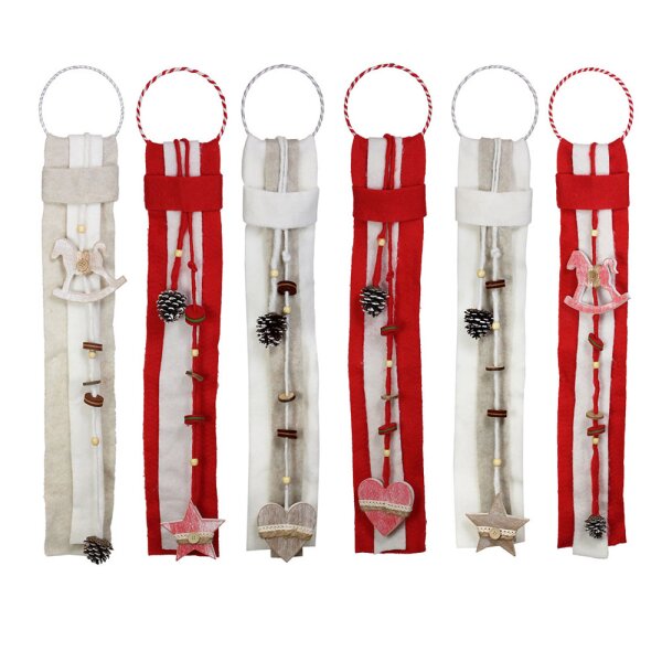 Weihnachtlicher Türhänger oder Wandhänger aus Filz mit drei Motiven und zwei Farben erhähtlich