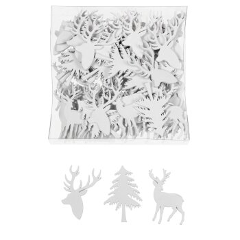 Weihnachtsstreumix aus Holz weiß 4 cm