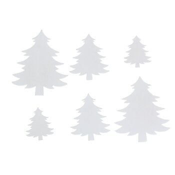 Holzstreu Tannenbäume zum Basteln weiss 3,5+4,5+7 cm