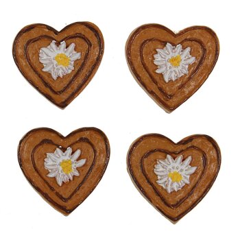 Lebkuchen-Herzen mit Edelweiss 3 cm selbstklebend