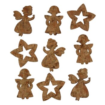 Streudeko Sterne und Engel aus Kork 3,5 – 4 cm