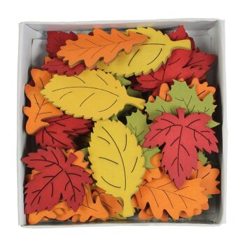 Herbstlaub zum Streuen aus Holz 4,5-6 cm bordo-grün-gelb-orange
