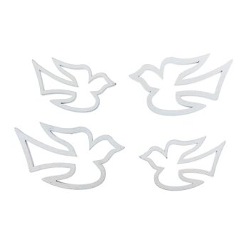Streudeko weisse Tauben Holzvögel zum Basteln 4,5-5,5 cm