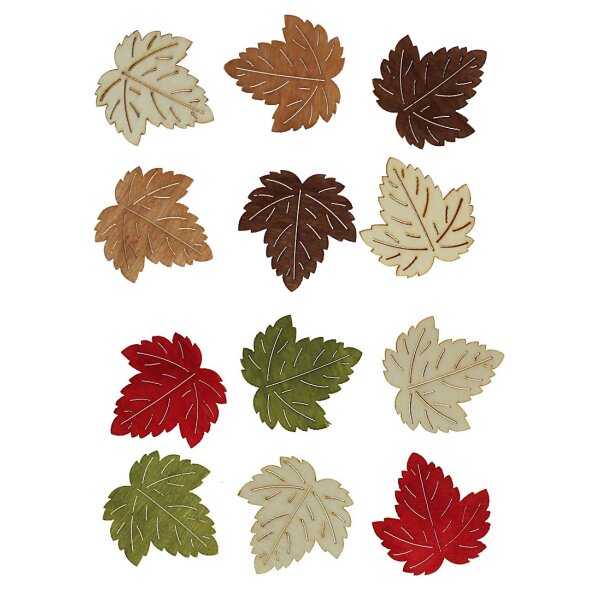 Herbstblätter aus Holz 4 cm in unterschiedlichen Farbsortierungen