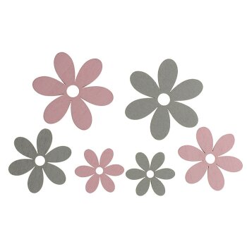Streublüten aus Holz rosa-grau 2,5-4,5 cm
