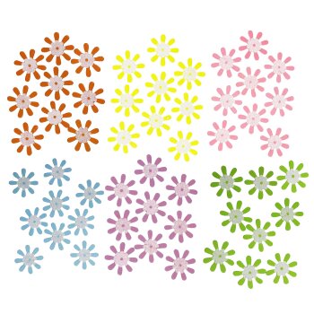 Holzblumen mit Perlmutt-Glitter farbrein lieferbar